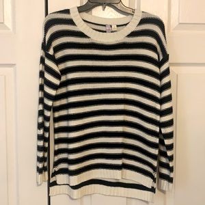 Navy and Cream Striped Sweater with Star Accents